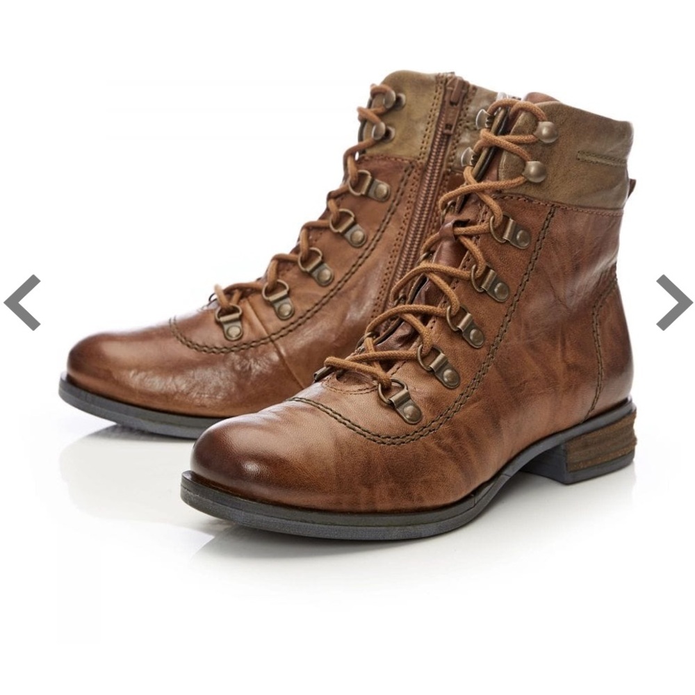 Josef Seibel Sanja 09 Brown Leather Lace-Up Combat Motto Boots (ankle bootie) - Picture 3 of 8